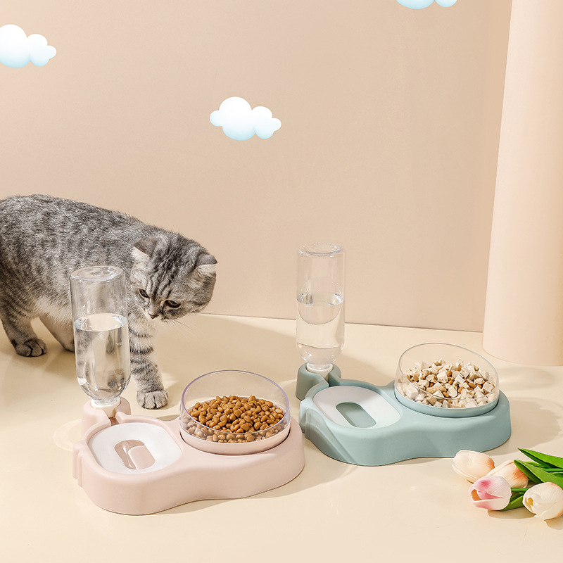 Pet dispensador de agua automático de doble uso bebedero alimentador gato tazón dispensador de agua Yiwu suministros para Mascotas Fábrica al por mayor image 4