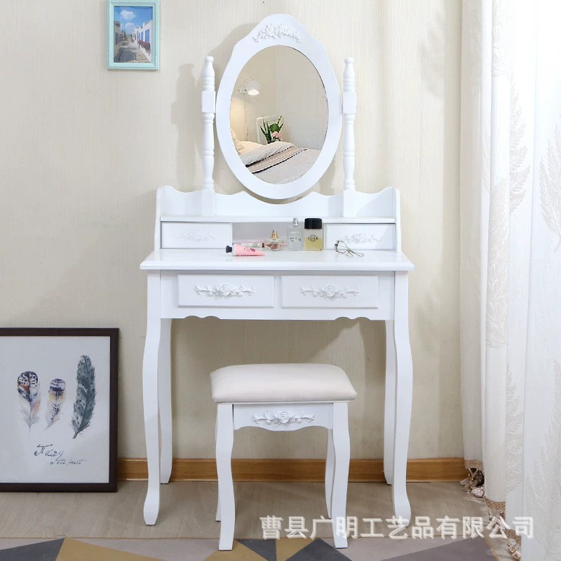 Цельный туалетный столик для доставки зеркало для макияжа маленькая квартира туалетный столик из цельного дерева интегрированный современный простой косметический столик для спальни