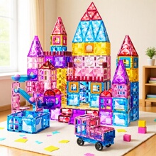 包邮新彩窗磁力片儿童智力玩具百变早教收纳拼装磁铁积木造型