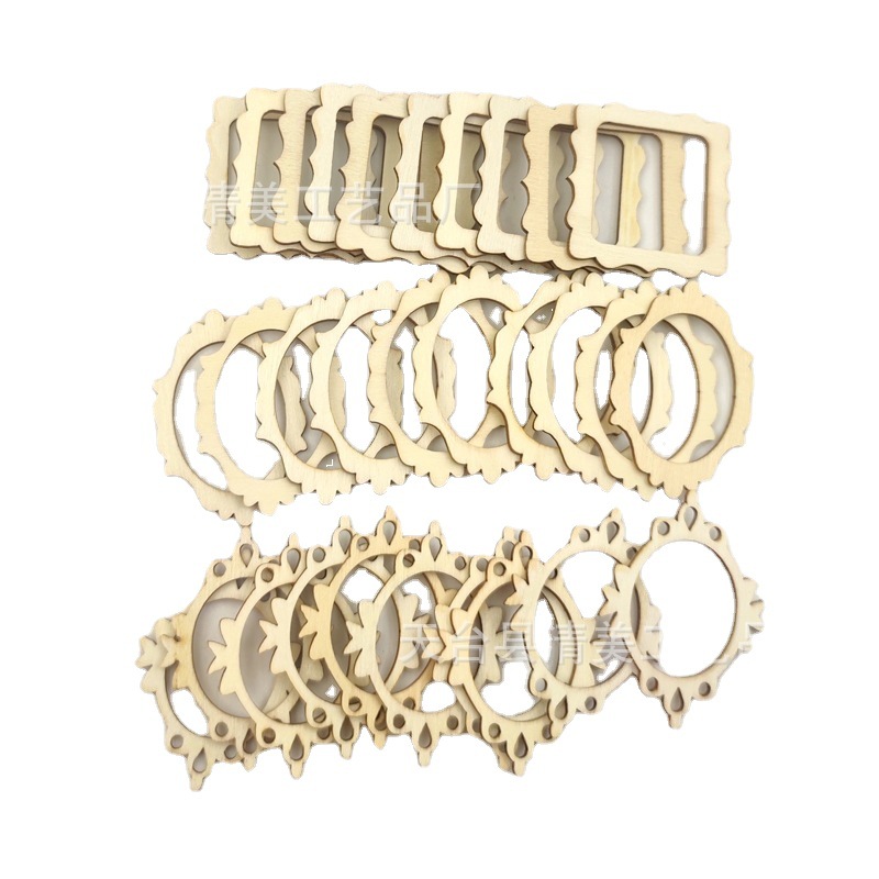 5-6cm3 marcos de fotos huecos colgantes decorativos de piezas de madera 10 piezas cada uno en un paquete, un total de 30 piezas como un juego