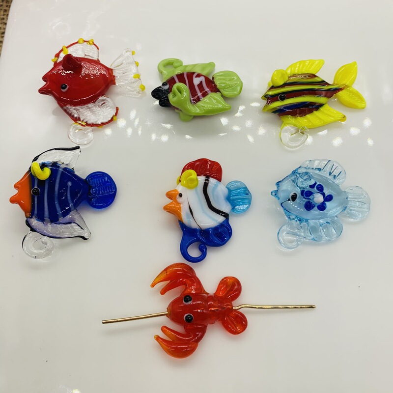 Purely Handmade Cute Glass Pendant, Creative Small Sea Fish DIY Handmade Pendant Necklace Pendant Ocean World Accessories