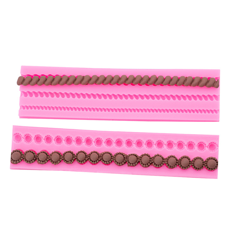 Joyería Flor de encaje grueso y fino cuerda cáñamo modelado molde silicona creativa para hornear cake decoración del borde
