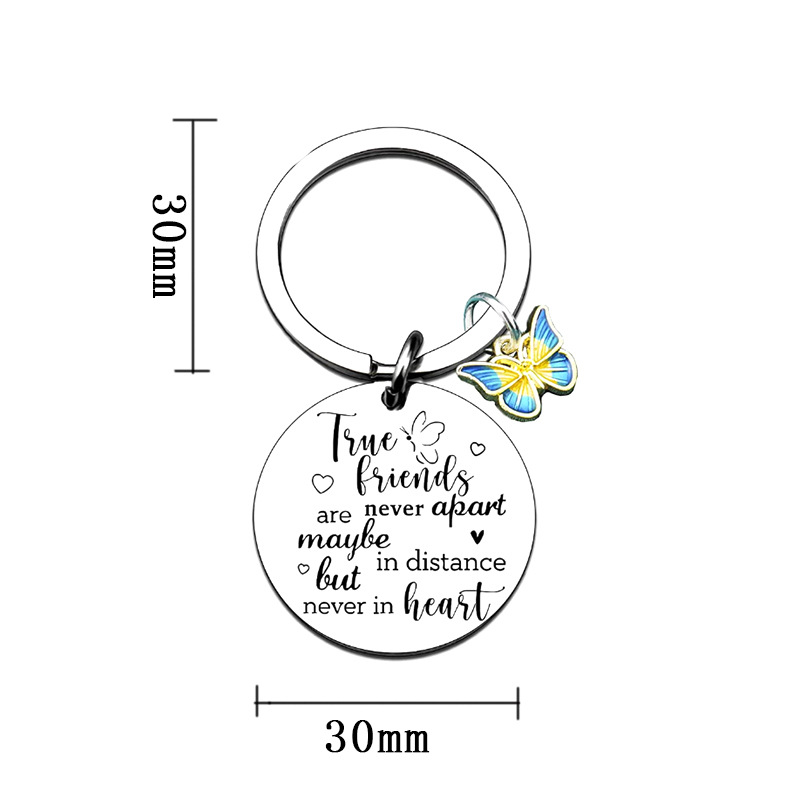 1 Pièce Style Simple Lettre Papillon Acier Inoxydable Femmes Pendentif De Sac Porte-clés display picture 2