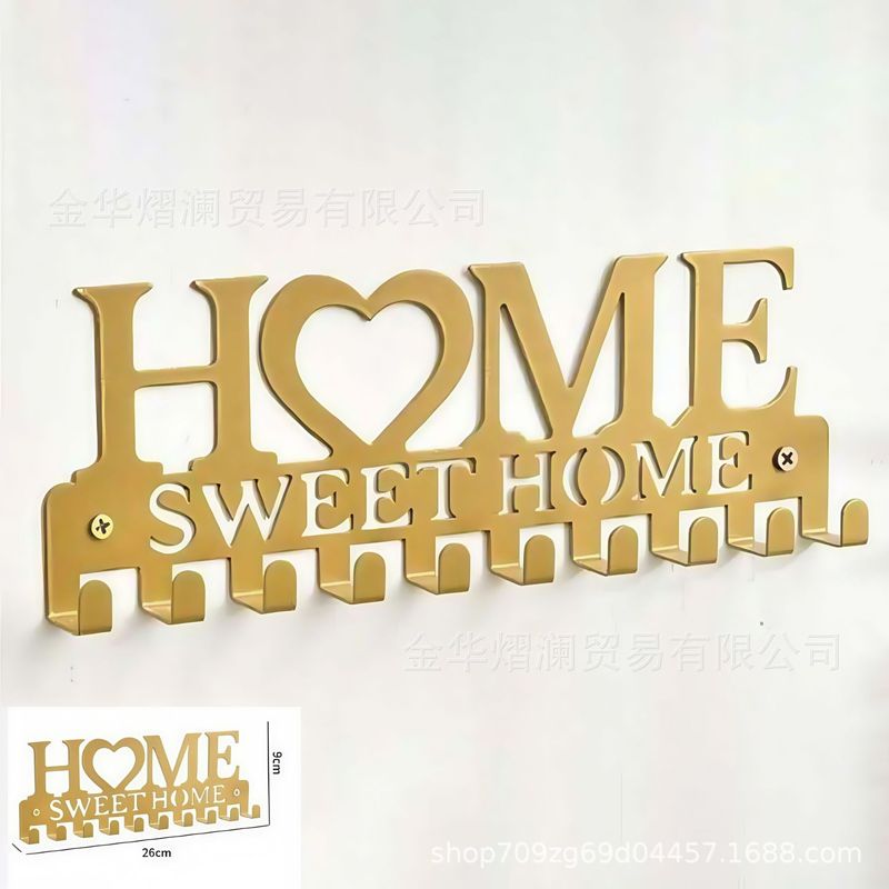 クロスボーダー創意デザイン起爆HOMEアルファベット置物フックキッチンフックホームキー収納鉄芸ラック|undefined