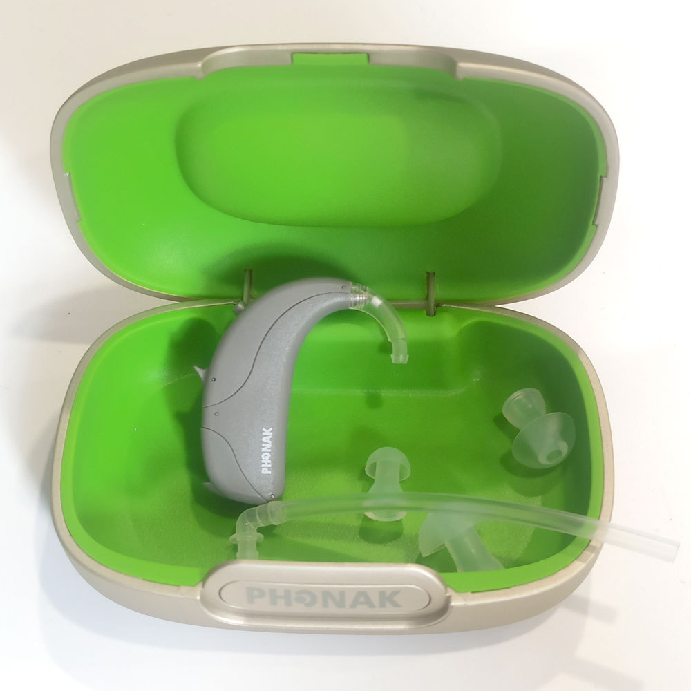 Audiófono Suiza Peak Power original y auténtico canal digital de alta potencia para jóvenes sordos.