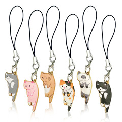 Amazon オイルドリップ合金漫画猫携帯電話ロープペンダントかわいいユート猫バックパック財布キーホルダーペンダント