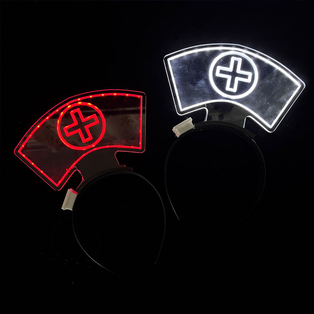 Fiesta de Halloween acrílico LED luminoso aro de enfermería aro de cabello de noche flash decoración de cabeza accesorios