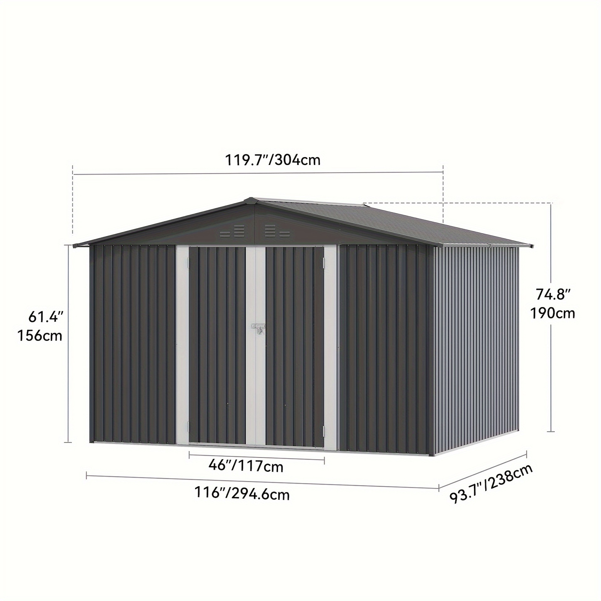 Balconera Large Metal Outdoor Storage Shed Heavy Duty Transfronterizo