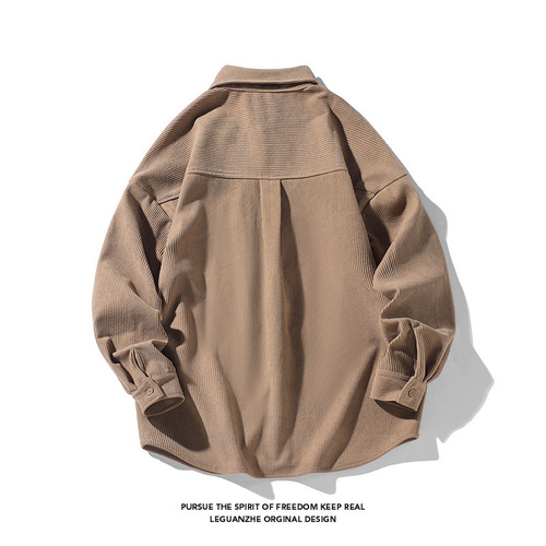 Men's Spring and Autumn Long Sleeve Shirt with Collar, Japanese Style Trend Brand Long Sleeve Casual Loose Jacket for Guys