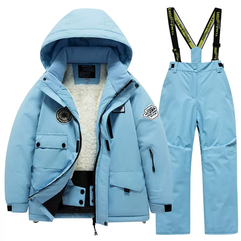 冬季儿童滑雪服套装男童加绒保暖防水防风专业连体女童滑雪背带裤