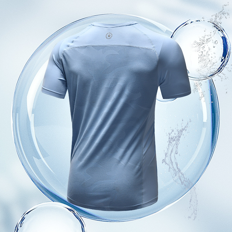 Camiseta deportiva de verano delgada de manga corta ropa de secado rápido suelta de hielo transpirable ropa de correr de media manga camisa absorvente de sudor
