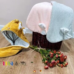 二重蝶結びシャワーキャップ、コーラルベルベット、柔らかく吸水性があり、繊細で快適、ギフト、家庭用、業務用、卸売