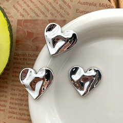 diy手作樹脂材料 銀色水波紋愛心桃心配件時尚百搭髮夾服飾配飾女