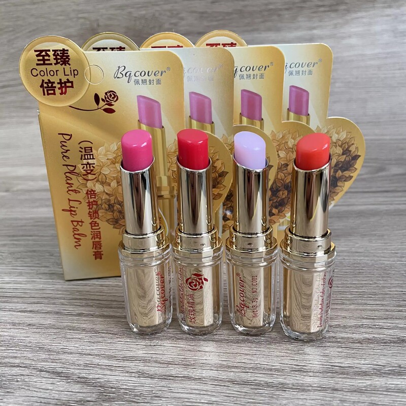 Peiqiao Cover Warm-Changing Lip Balm Double Protection Color-Locking Lip Balm Rose Essential Oil Moisturizing and Locking Water Gradient Lipstick for Women with Color Development