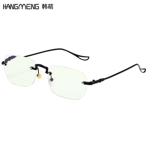 Xiaohongshu recommends the glasses Internet celebrity Wang Yibo and Yang Yang’s same style rimless square men’s glasses can be matched with myopia trend