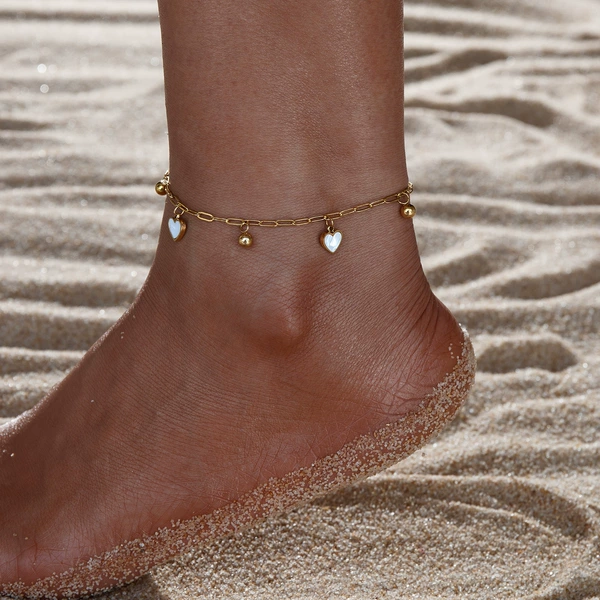 Round beads, ankle bracelet, 2 pieces, 3 pieces