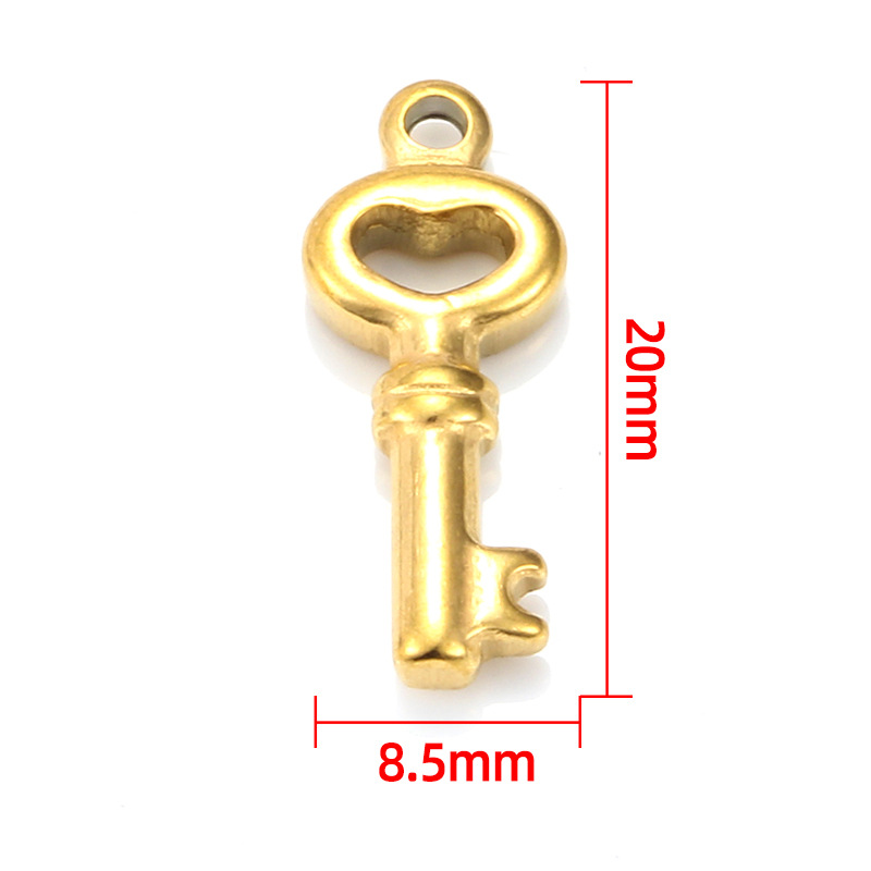 10g Weight Pendant Jewelry Making Type Electroplated Color Treatment 5 PCS/Package 304 Stainless Steel Key Pendant DIY Jewelry Accessories Pendant Necklace Bracelets
