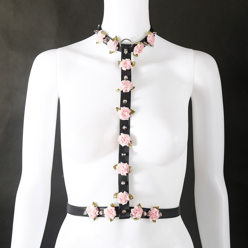 Bondage Shoulder Strap Bondage Sexy Toy Cross-Border Sm Men's Leather Adult High-End Sexy Rose Decoration