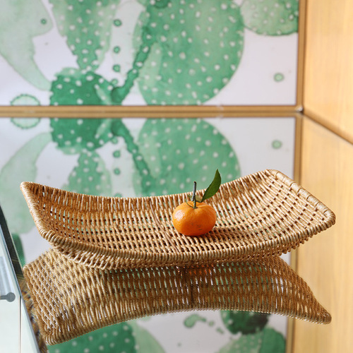 Nordic style fruit plate New Year's household living room snacks dried fruit storage basket bread snack snack basket imitation rattan