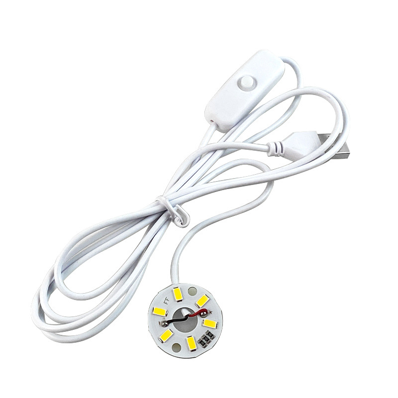 Lámpara de 5V Fuente de luz colorida blanca cálida de bajo voltaje con cable de interruptor de enchufe USB mecha Lámpara de mesa de bricolaje Base luminosa