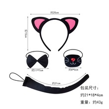 跨境热销黑色猫耳朵发箍短毛绒猫女郎头箍表演头饰万圣节表演道具