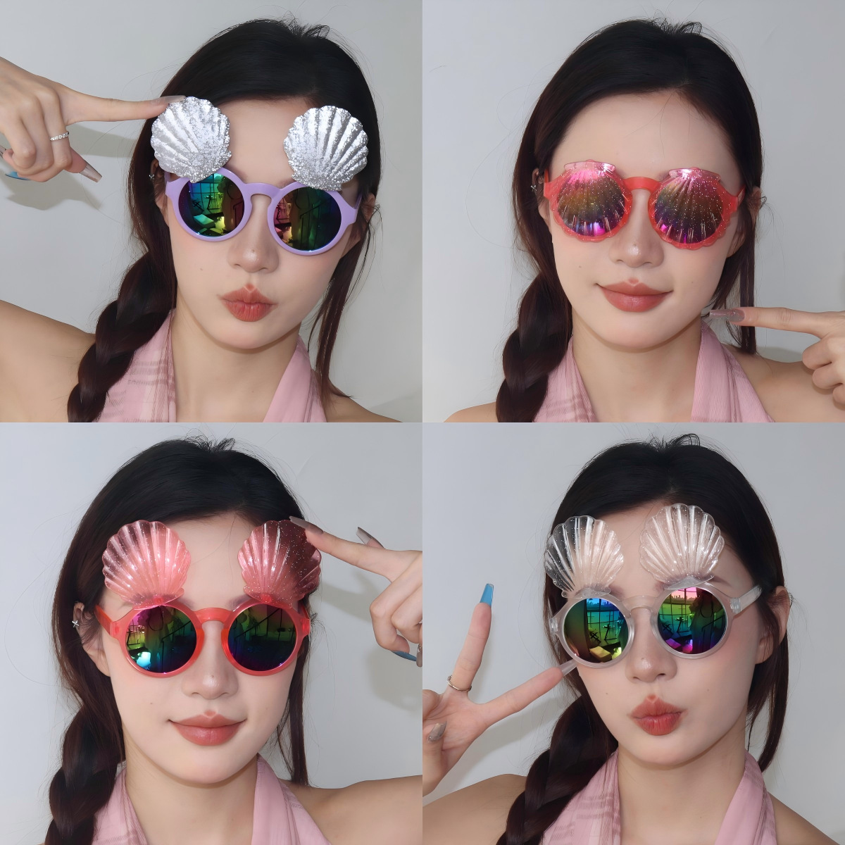 Gafas de Fiesta con Concha Abatible de Plástico ABS Decorativas para Playa y Vacaciones