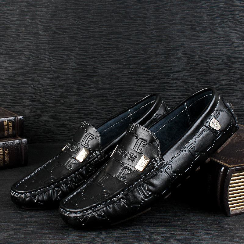 Live explosions high-end men's shoes leather bean shoes men's trend Korean casual leather shoes men's foot soft sole pedal