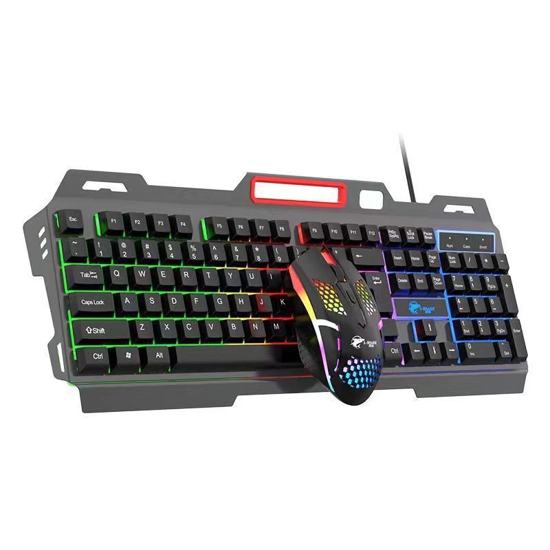 T750有線発光キーボードマウスセット卸売りバックライト機械手触りゲームマウスセット|undefined