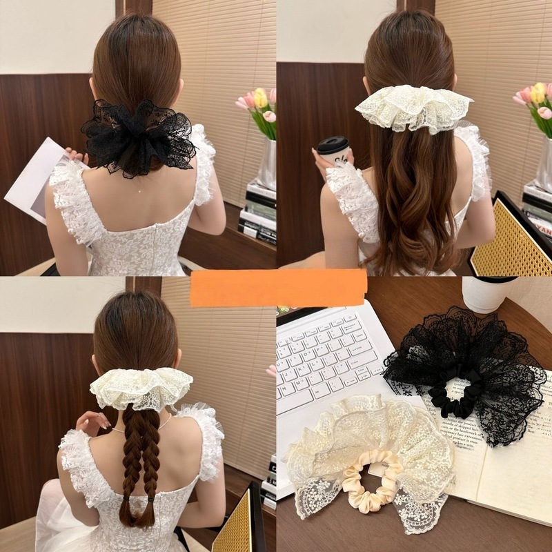 レースガール～二層スカート、レースヘアゴム、高級気質ヘアアクセサリー、ローポニーテールカチューシャ、スイートインテースループ|undefined