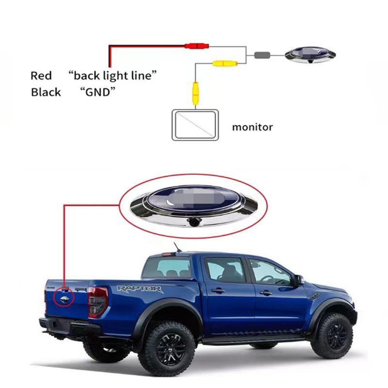 Suitable for Ford car standard pickup truck waterproof wide-angle HD night vision car reversing image camera rear view