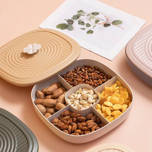 Fruit plate for living room, high-looking fruit plate, creative snack box, fruit nut candy plate storage box, divided dried fruit box