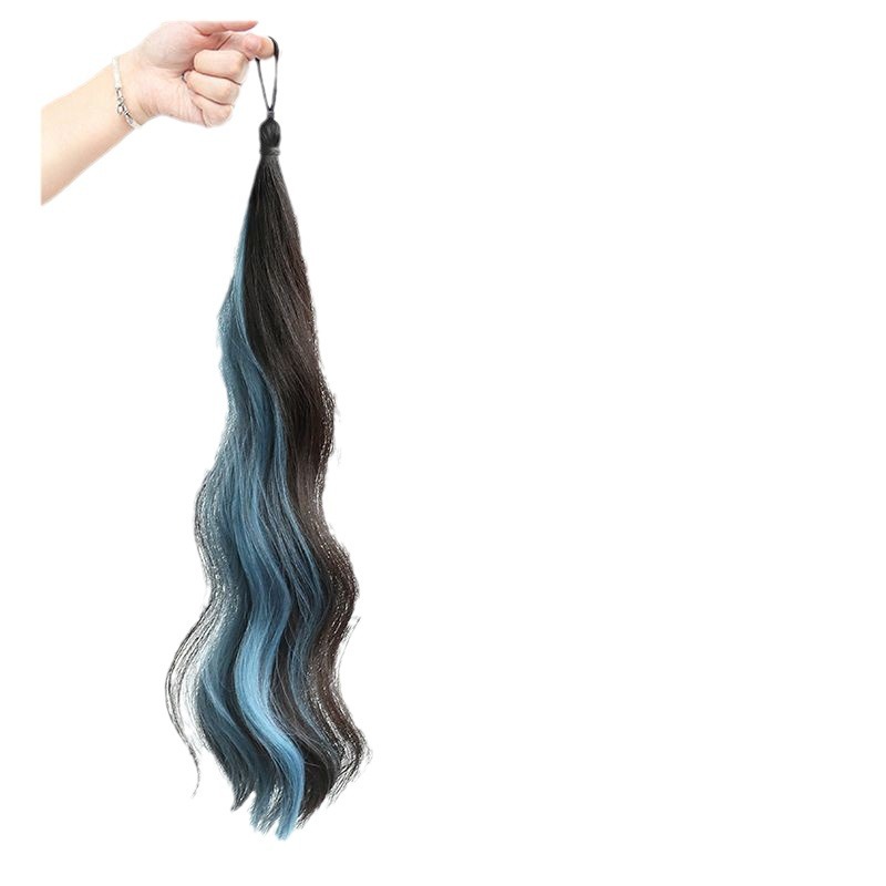 Peruca de cabello de mujer imitación de cabello humano teñido cabello largo cola de caballo dopamina trenzado trenzado natural aumento de cabello de color haz de cabello