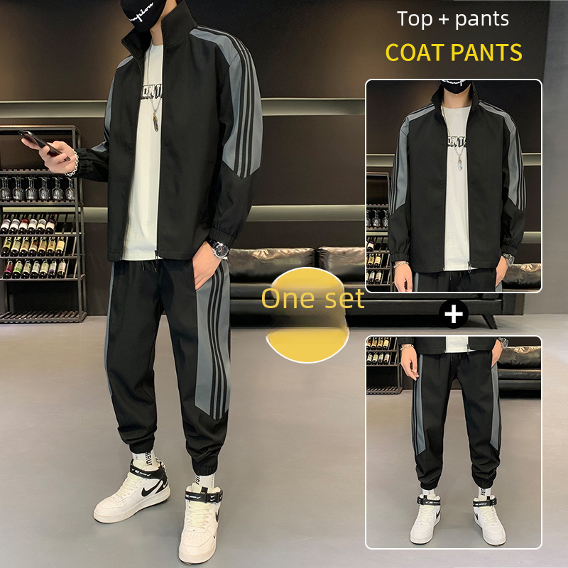 Sports suit men's spring and autumn new fashion casual youth overalls suit men's plus size handsome two-piece suit