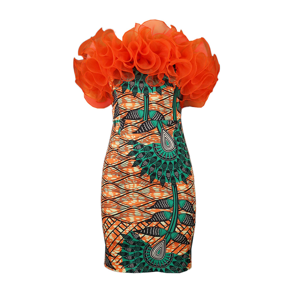 Women's Clothing one shoulder dress design mesh splicing banquet dress slip dress_voghion.com