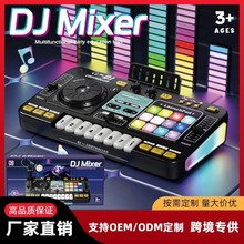 新款跨境多功能DJ打碟机带话筒仿真可弹奏儿童乐器初学者玩具批发