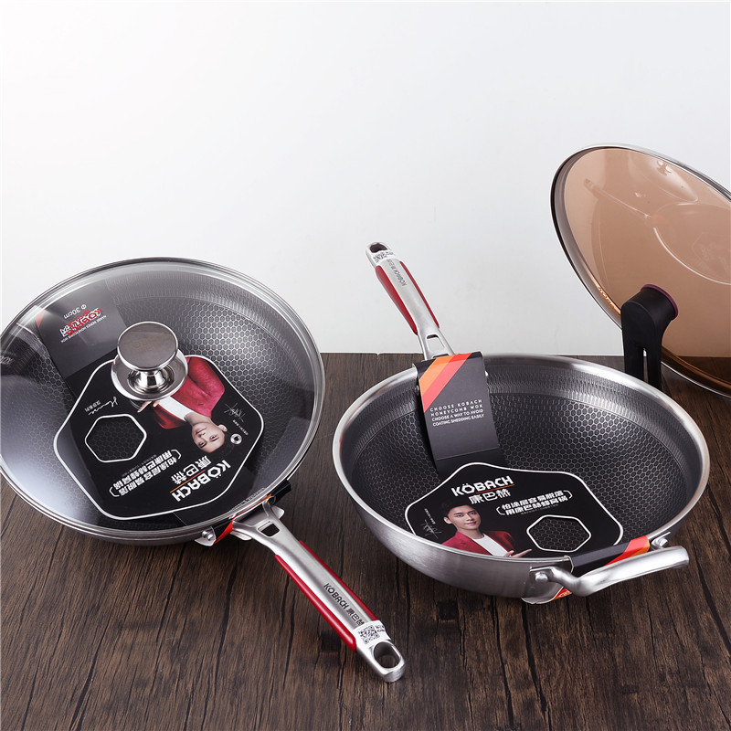 Kangbach Hansha panal wok cuarta generación de seis generación antiadherente pan Cocina de Inducción 304 wok PLANO DE ACERO INOXIDABLE