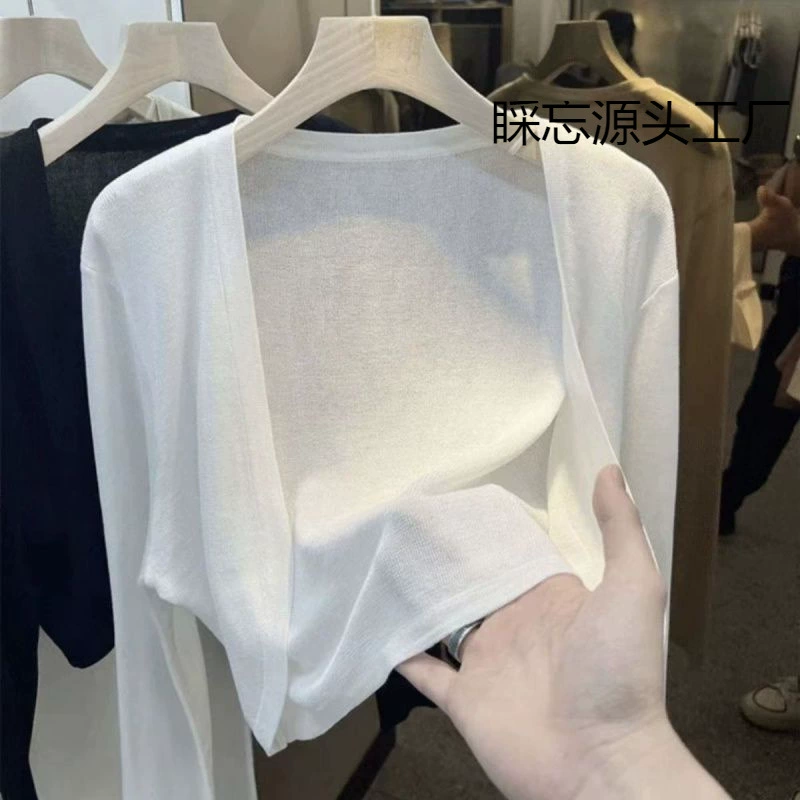 Короткий летний вязаный кардиган, лёгкий белый, прозрачный накидка (one size)