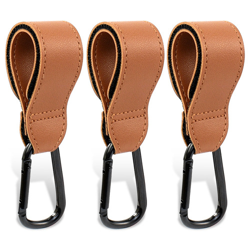 Multifunctional leather aluminum alloy climbing clip e-bike bicycle child car portable Velcro baby stroller hook