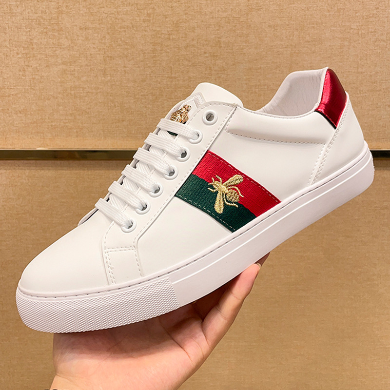 European Station Fucci Men's Shoes Little Bee White Shoes Men's Sneakers Korean Style Trendy Versatile Genuine Leather Casual Shoes European Station Fucci Men's Shoes Little Bee White Shoes Men's Sneakers Korean Style Trendy Versatile Genuine Leather Casual Shoes