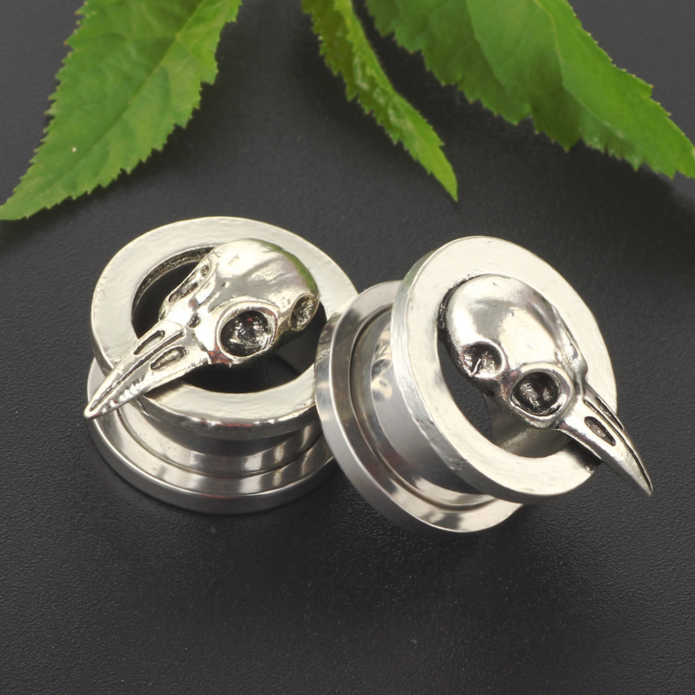 3D Bird Head Ear Plug Tunnels 6mm-16mm Stainless Steel Ear Gauges Piercing Jewelry detail image 7