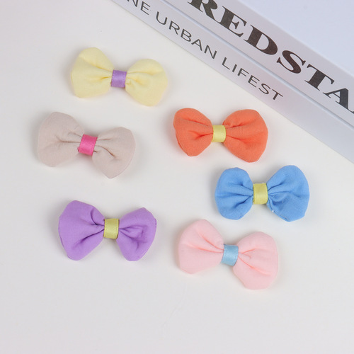 ins Korean style fabric horizontal pattern five-petal small flower bow jewelry accessories cute children's hair accessories shoes and socks brooch with