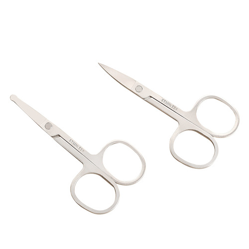 Sharp eyebrow scissors, stainless steel scissors, makeup eyebrow scissors, nose hair scissors, household multifunctional curved tip small scissors