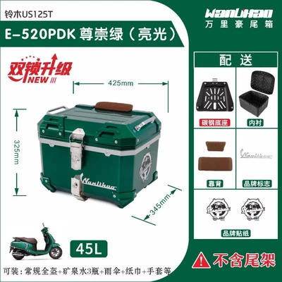 Motorcycle trunk | Non-Aluminum Alloy Electric Vehicle - double-lock-suzuki-us125t-respect-green-520p-double-brown-backrest