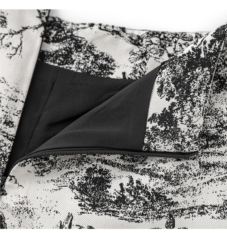 Quần short nữ cạp cao họa tiết tranh mực nổi jacquard phong cách thời trang cao cấp — Màu hoa chi tiết 16