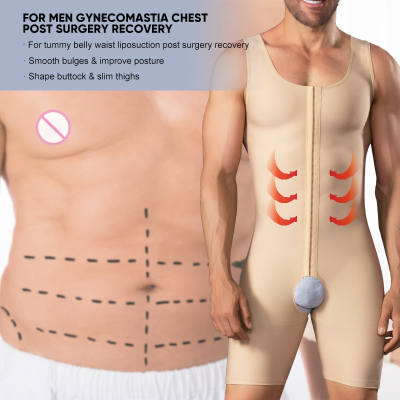 Cross-Border Men's body shaping jumpsuit shaping chest lifting back beam thigh abdomen waist hip beam-shaped tights manufacturer