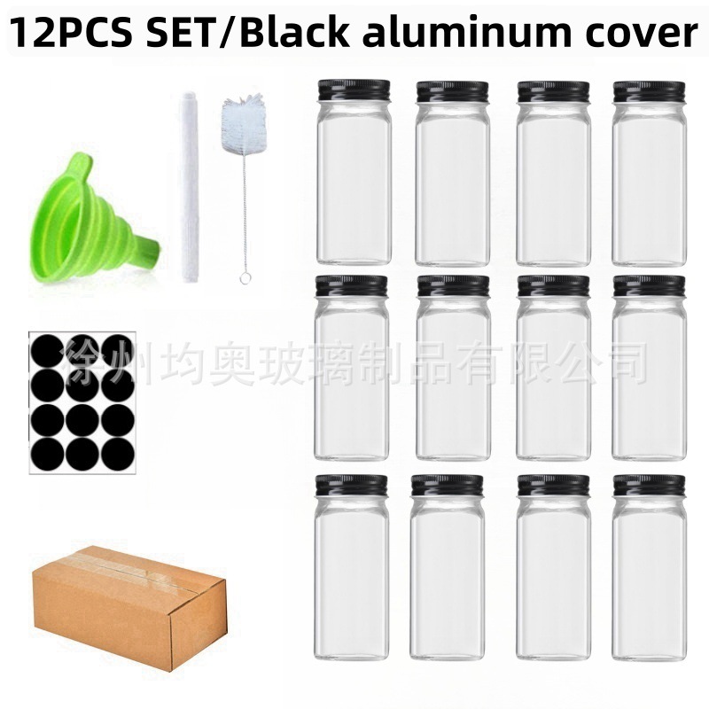 Juego de frascos de condimentos de vidrio con tapa de madera de bambú o acacia, elegante set de cocina