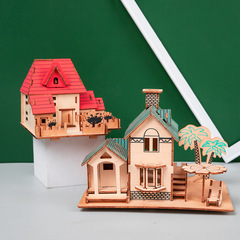 木質3d立體拼圖國慶節兒童手工diy房子益智動腦幼兒園玩具批發