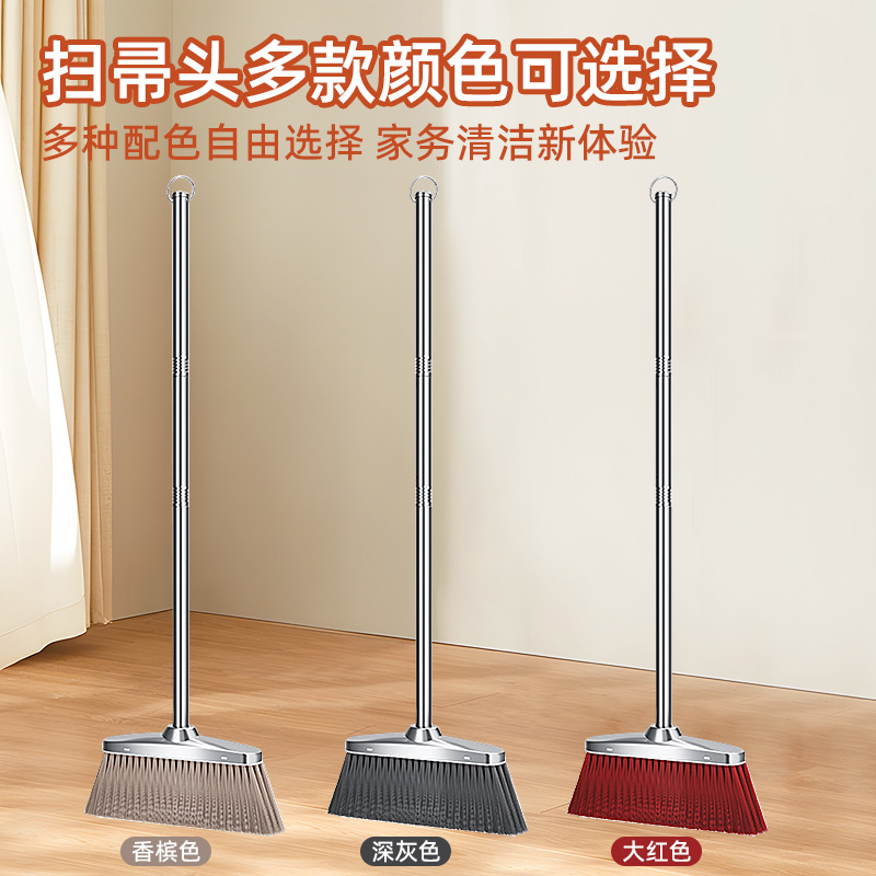 Juego de escoba y recogedor de acero inoxidable, juego doméstico de dos piezas, escoba grande para barrer, recogedor sanitario, pala para basura, venta al por mayor del fabricante.