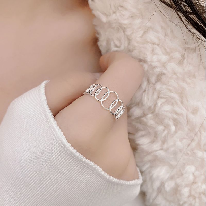 Casual, Elegant, Streetwear Style 18K Gold Plated Silver Plated 925 Sterling Silver Geometric Wide Band Rings Open Rings Rings