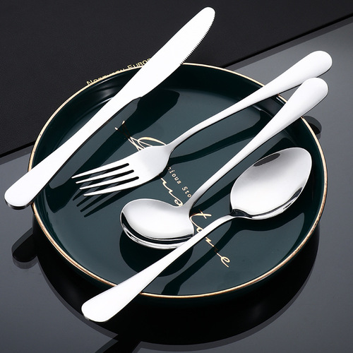 Set of 1010 Gold-Plated Stainless Steel Western Cutlery Coffee Stirrer Cake Spatula Steak Knife Fork Set for Hotel